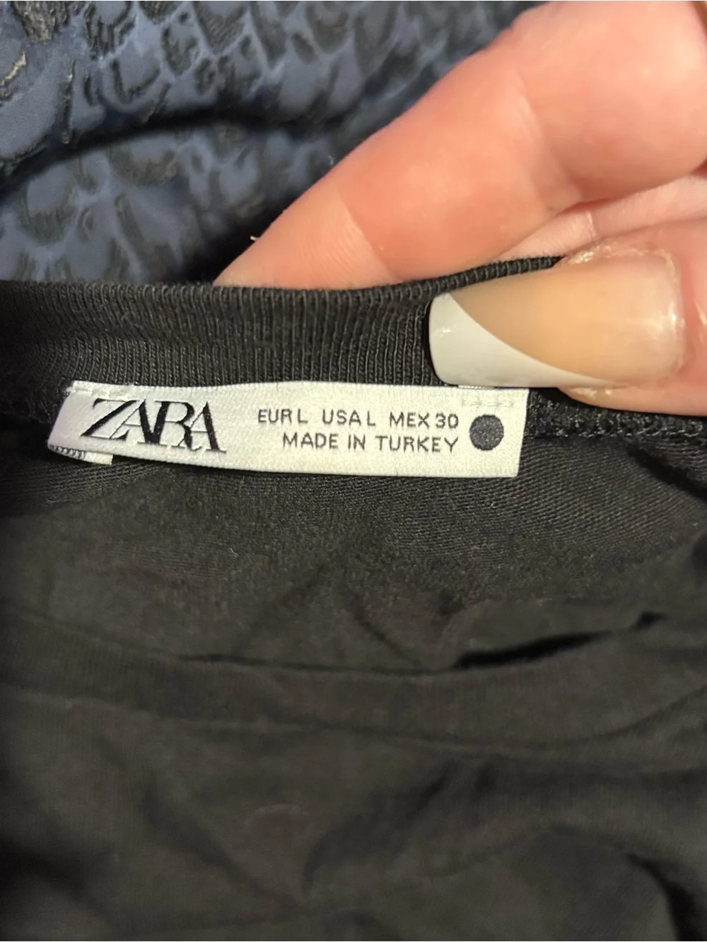 NWOT Zara Black Puff Sleeve Pearl-Studded Top